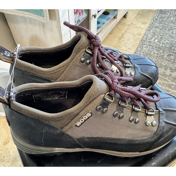 Black & Khaki Rubber & Textile BOGS Timberline Mt Laced Ankle Boots 8 - Picture 1 of 6
